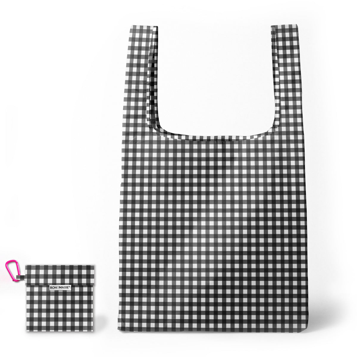 Reusable Shopping Bag - Black Small Gingham - 2 Sizes
