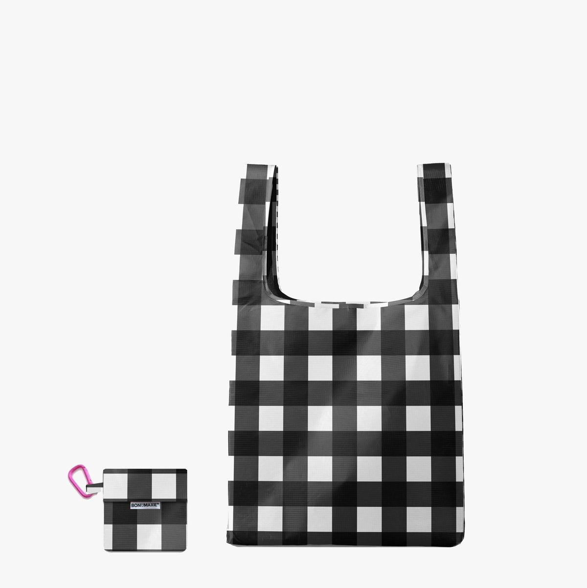 Reusable Shopping Bag - Black Large Gingham - 2 Sizes