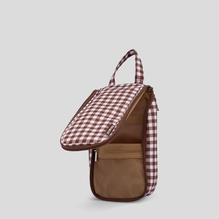 Slimline Hanging Toiletry Bag –  Choc Gingham