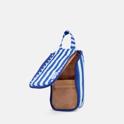 The Slimline Hanging Toiletry Bag - Blue Stripes