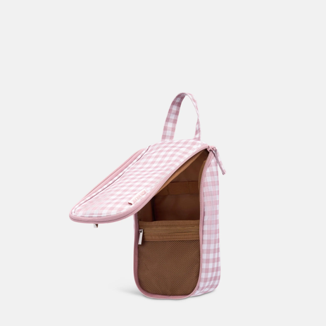 Slimline Hanging Toiletry Bag - Milk Tea Gingham