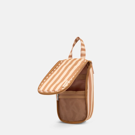 Slimline Hanging Toiletry Bag - Tan/Beige Stripe