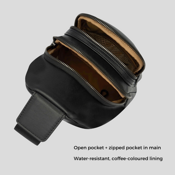 Multiwear Leather Crossbody Sling Bag -- Black Bold Logo