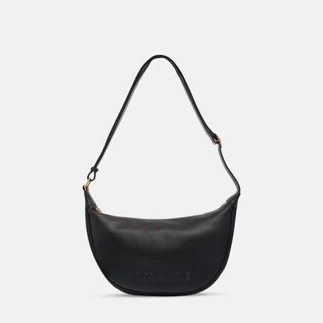 Slouchy Crescent Crossbody Bag - Nappa Leather - Black