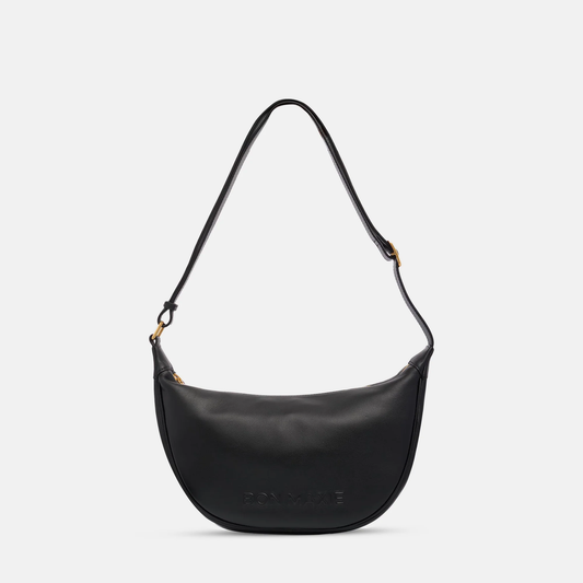 Slouchy Crescent Crossbody Bag - Nappa Leather - Black