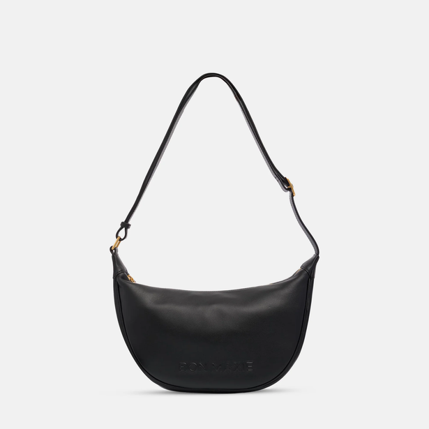 Slouchy Crescent Crossbody Bag - Nappa Leather - Black