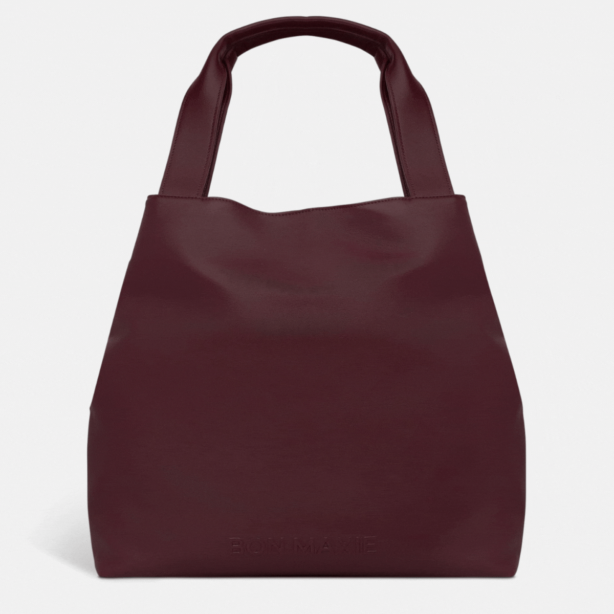 Slouchy Hobo Tote Bag in smooth nappa leather - Burgundy