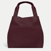 Slouchy Hobo Tote Bag in smooth nappa leather - Burgundy