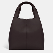 Slouchy Hobo Tote Bag in smooth nappa leather - Dark Chocolate