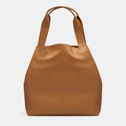Slouchy Hobo Tote Bag in smooth nappa leather - Tan