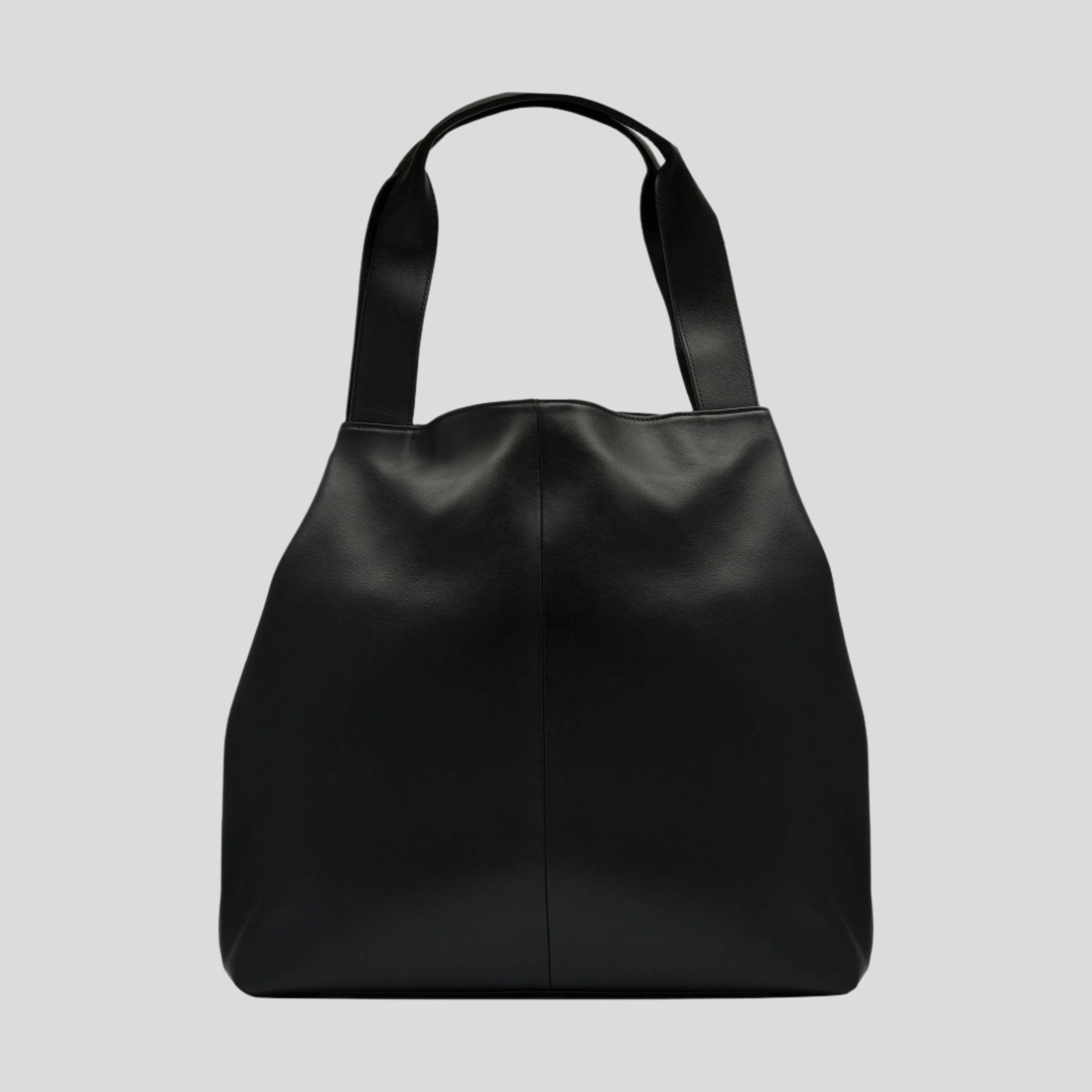 Slouchy Leather Hobo Tote Bag -- Black