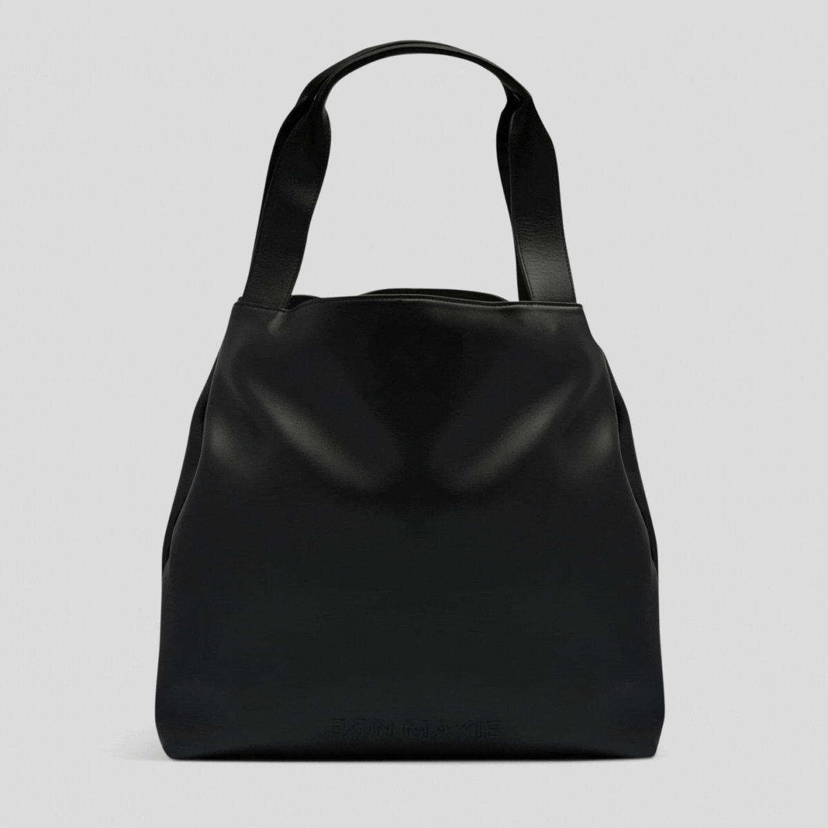 Slouchy Leather Hobo Tote Bag -- Black