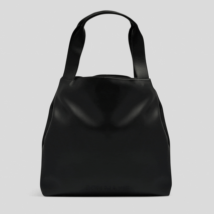 Slouchy Leather Hobo Tote Bag -- Black