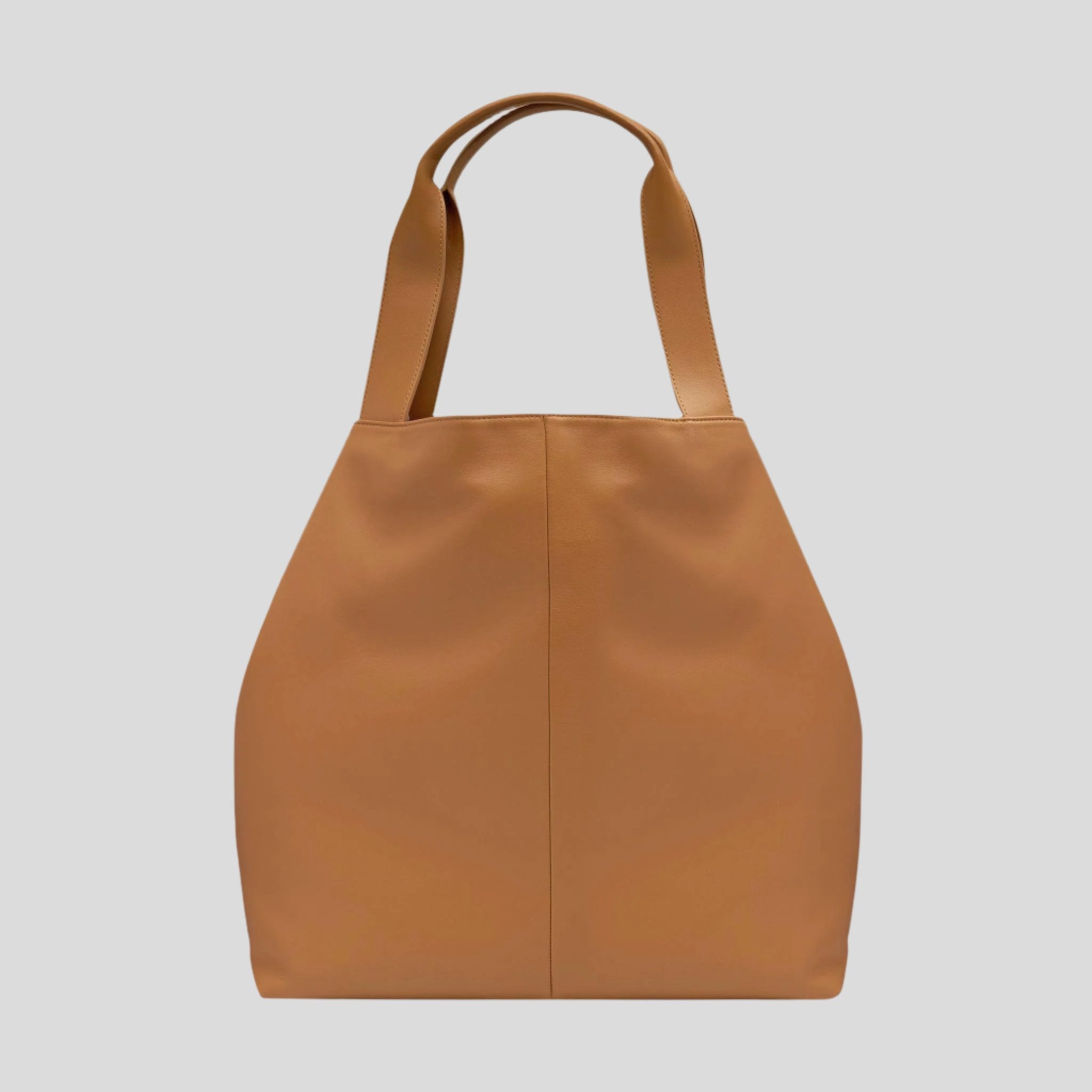 Slouchy Leather Hobo Tote Bag -- Tan