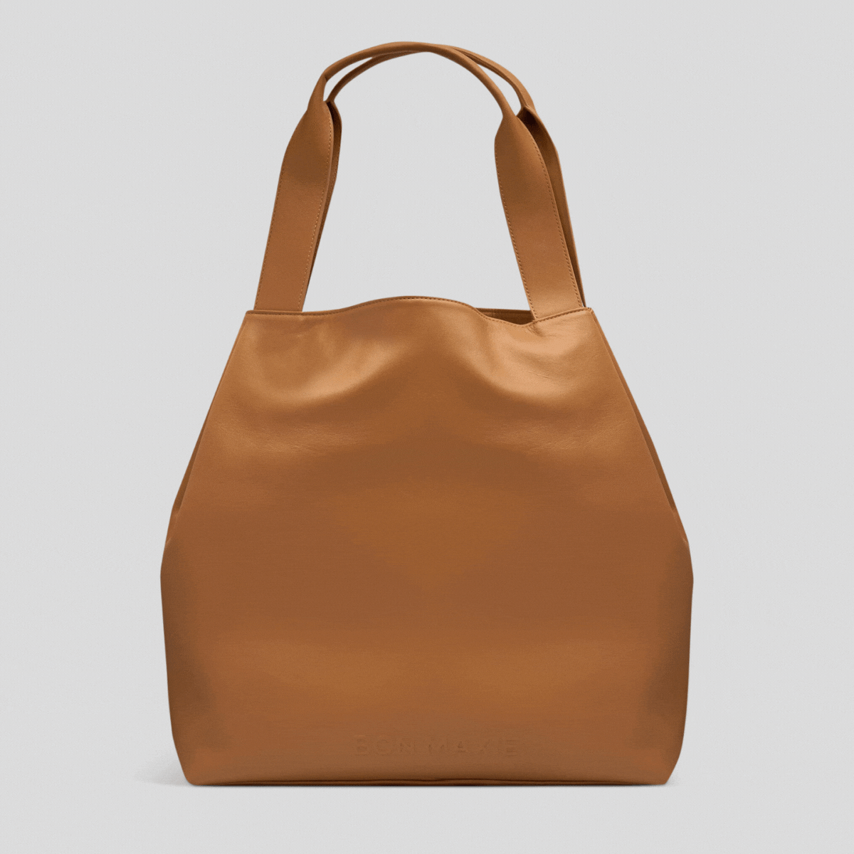 Slouchy Leather Hobo Tote Bag -- Tan