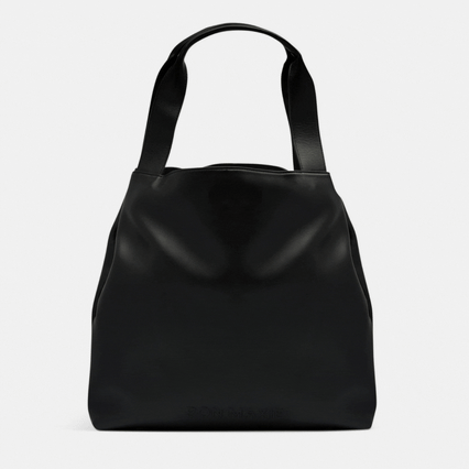 Slouchy Hobo Tote Bag in smooth nappa leather - Black