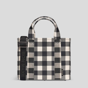 Small Structured Tote Bag - Black Gingham