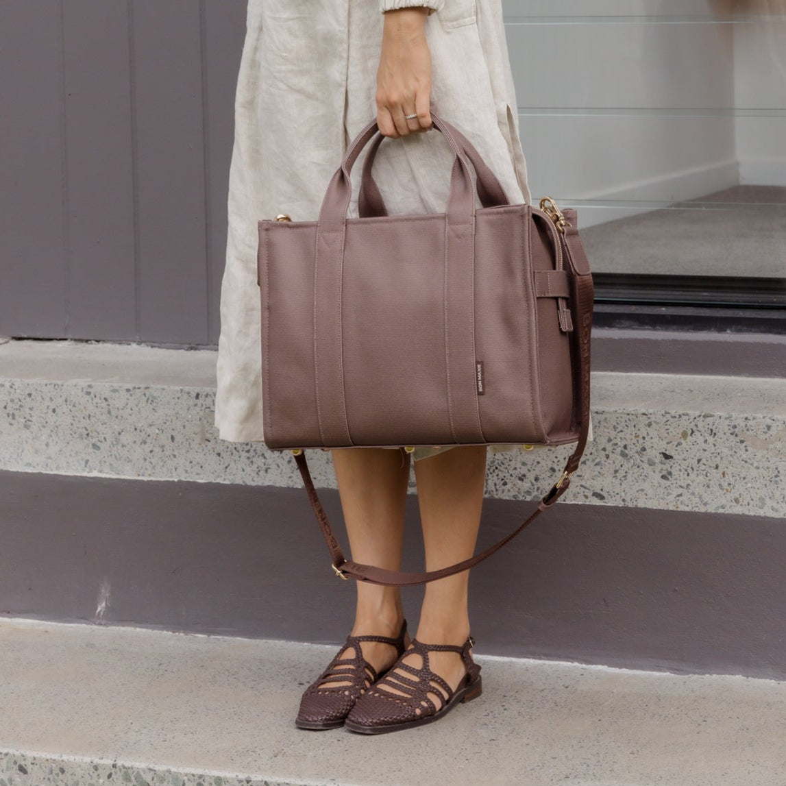 Small Bon Vivant Structured Tote Bag -- Chocolate