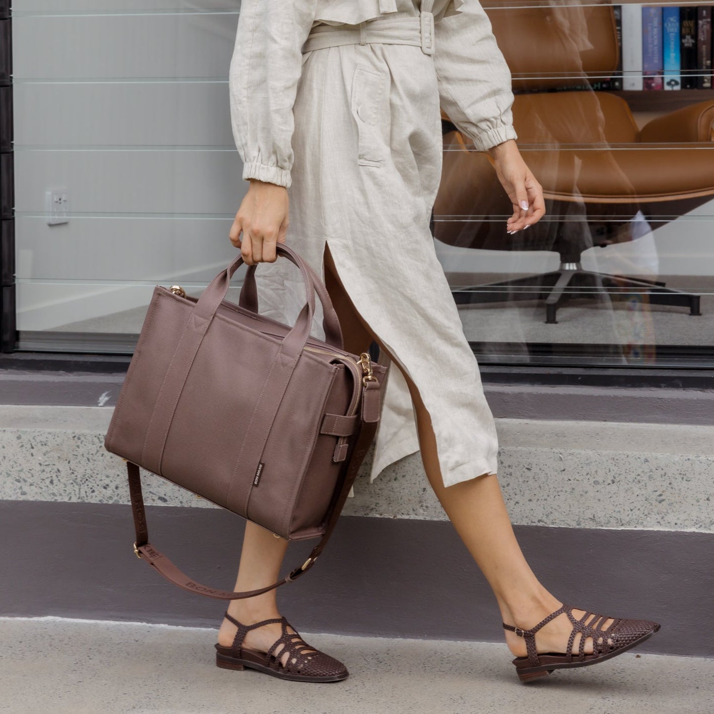 Small Bon Vivant Structured Tote Bag -- Chocolate