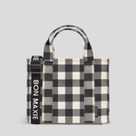 Small Bon Vivant Structured Tote Bag 3.0 - Mini Tote Black Gingham Tote Bag Gunmetal