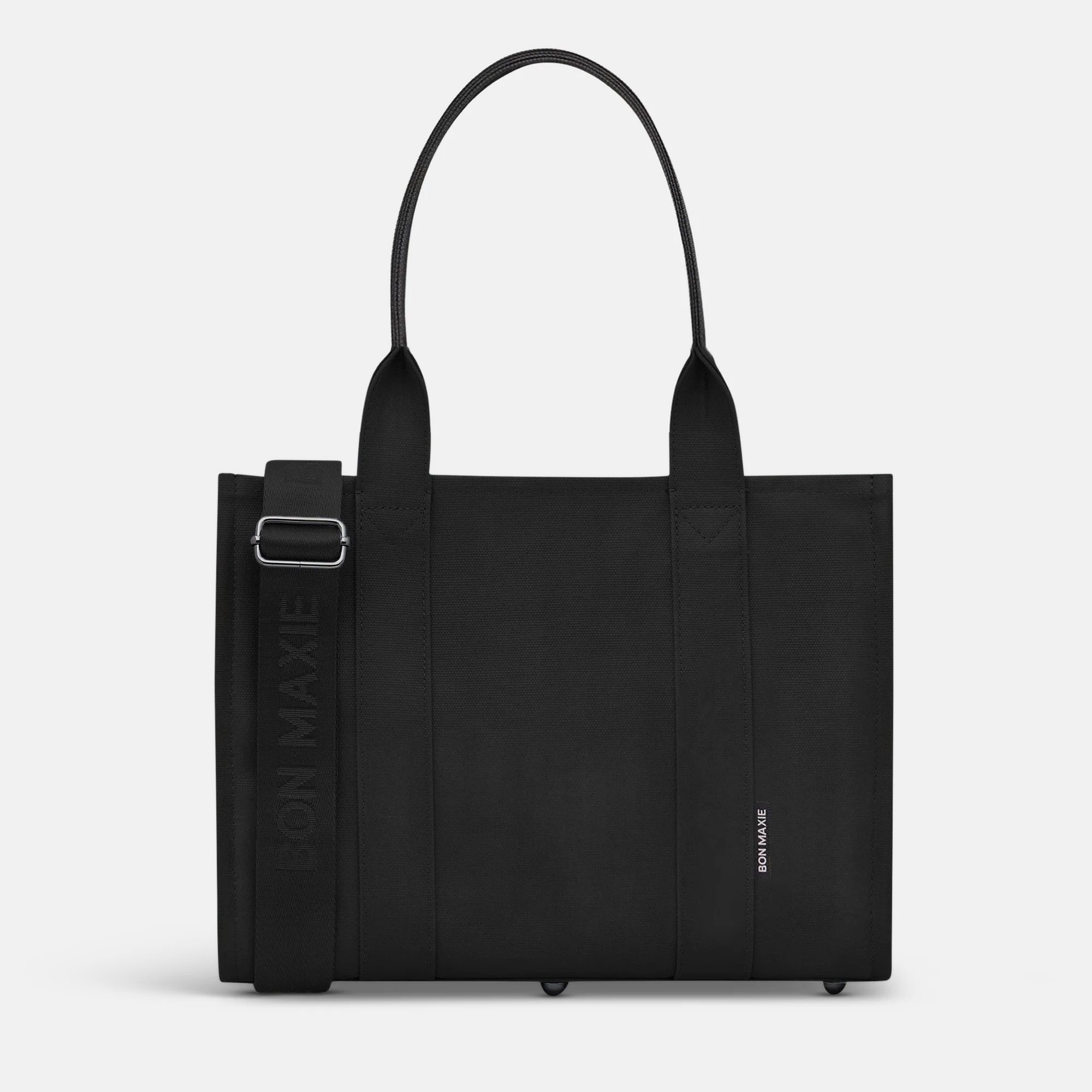 Small Structured Tote Bag in coated canvas - Black (shoulder straps)