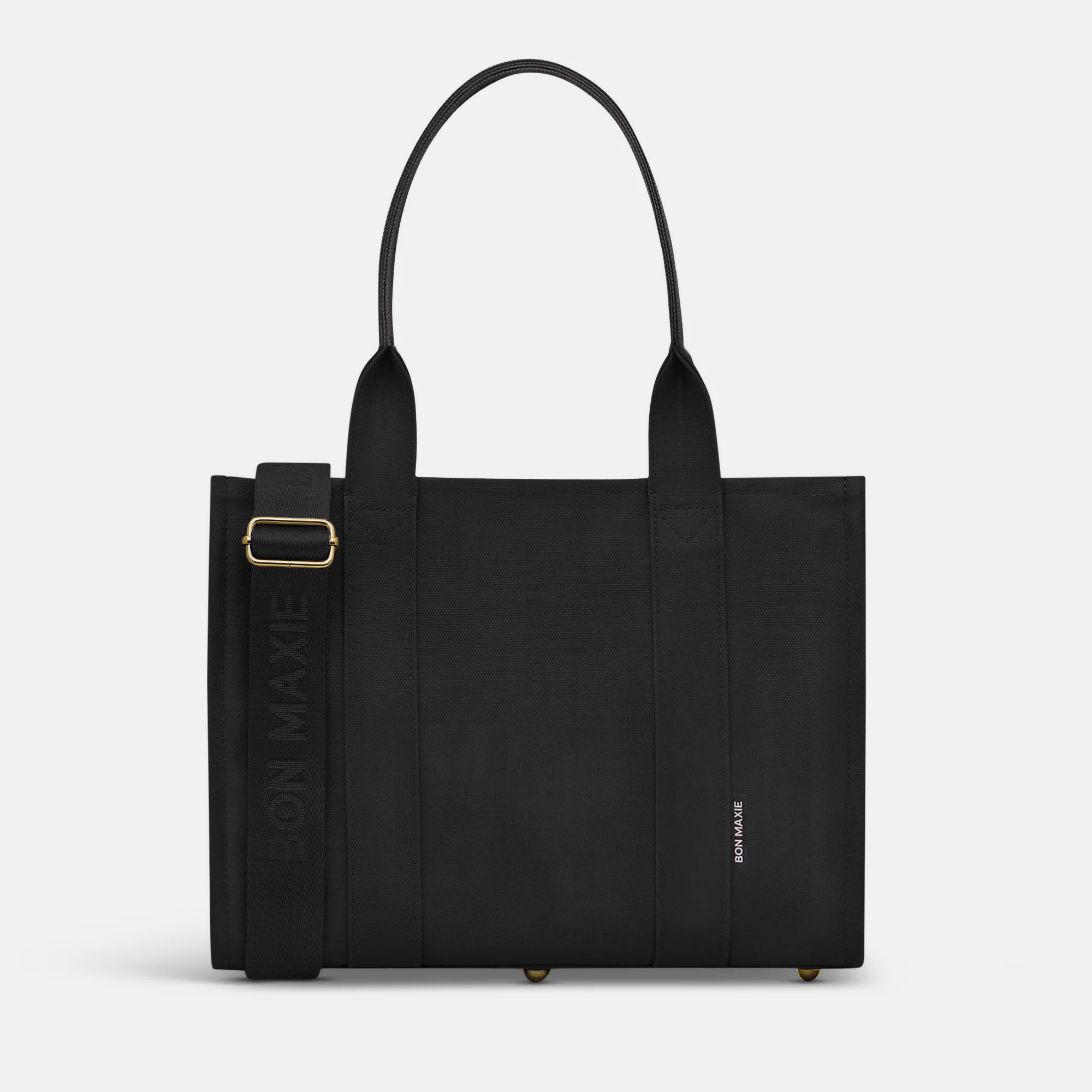 Small Structured Tote Bag in coated canvas - Black (shoulder straps)