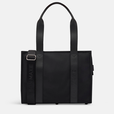 Small Structured Tote Bag in nylon with leather - Black