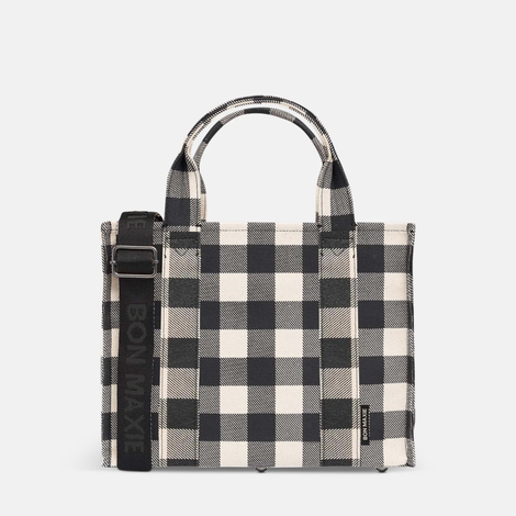 Medium Structured Tote - Black Gingham