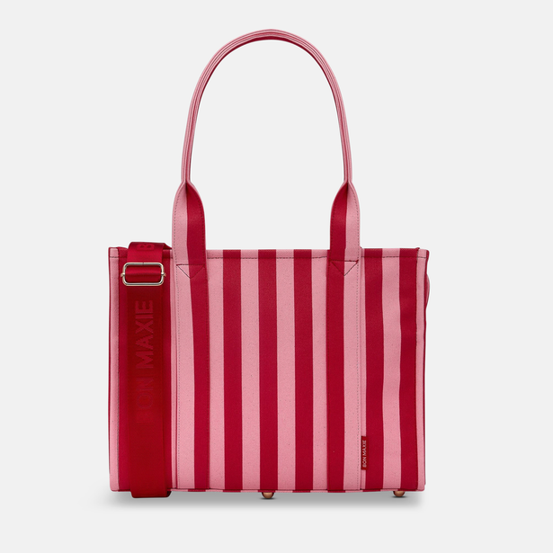 Medium Bon Vivant Structured Tote -- Pink/Red Stripe