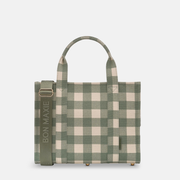 Small Structured Tote Bag in coated canvas - Sage Gingham