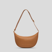 Slouchy Leather Crescent Crossbody Bag -- Tan