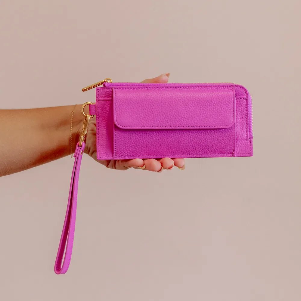 Everyday Slimline Wallet - Fuchsia Wallets Brushed Gold