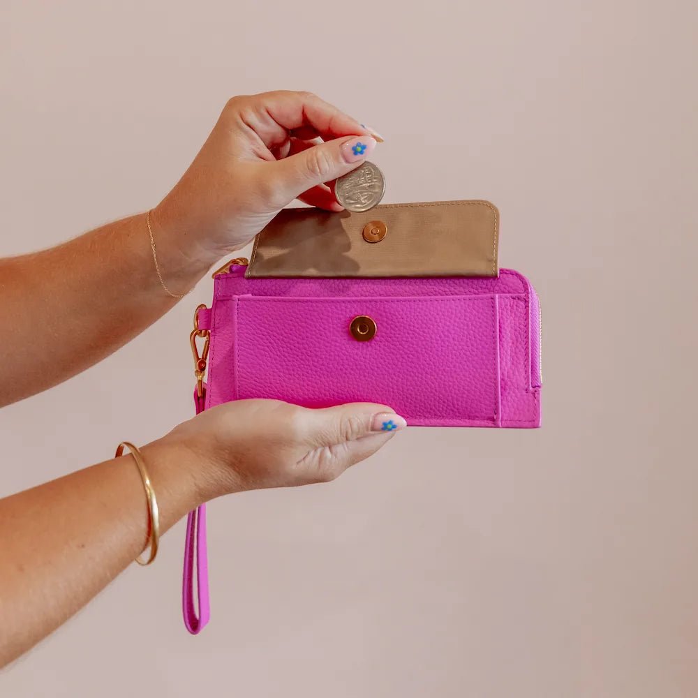 Everyday Slimline Wallet - Fuchsia Wallets Brushed Gold