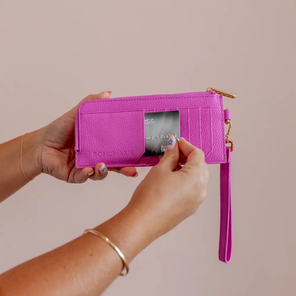 Everyday Slimline Wallet - Fuchsia Wallets Brushed Gold
