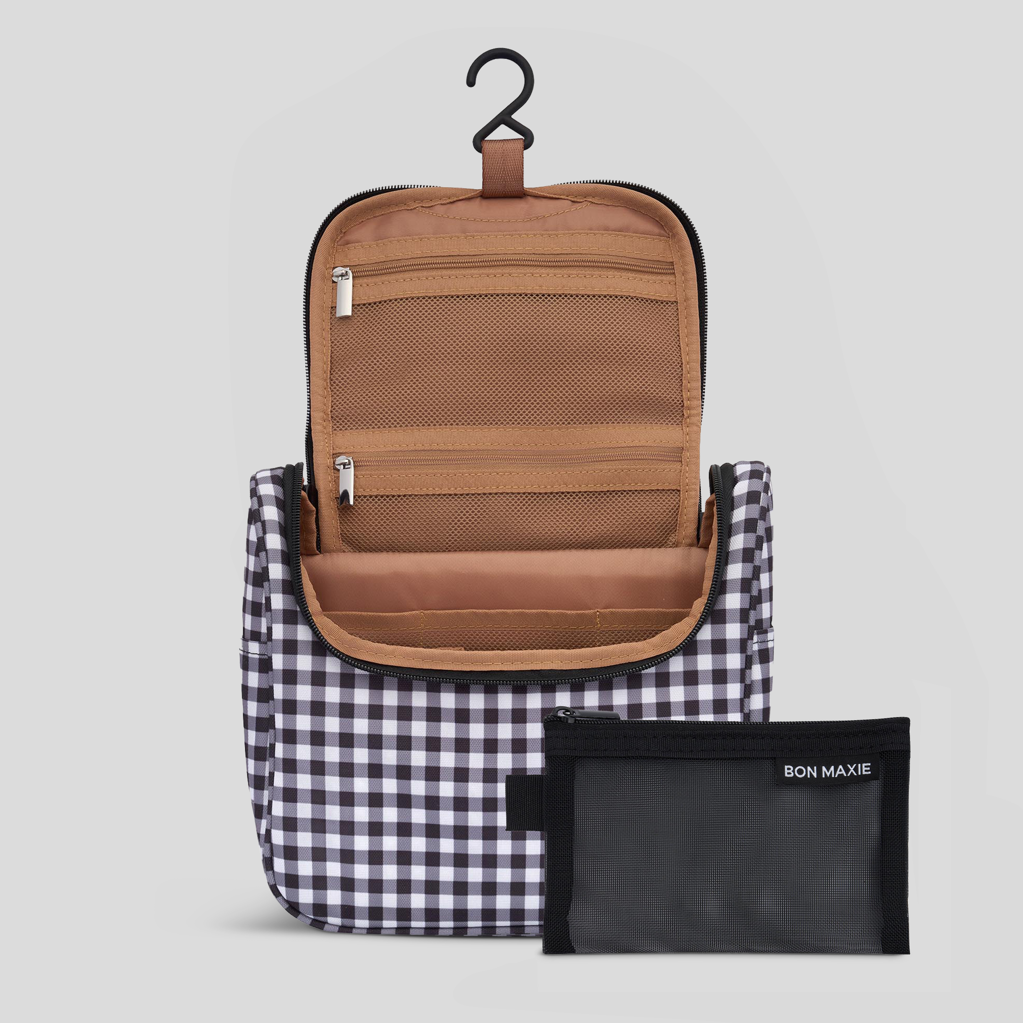 Bon Voyage Travel Toiletry Bag -- Black Gingham