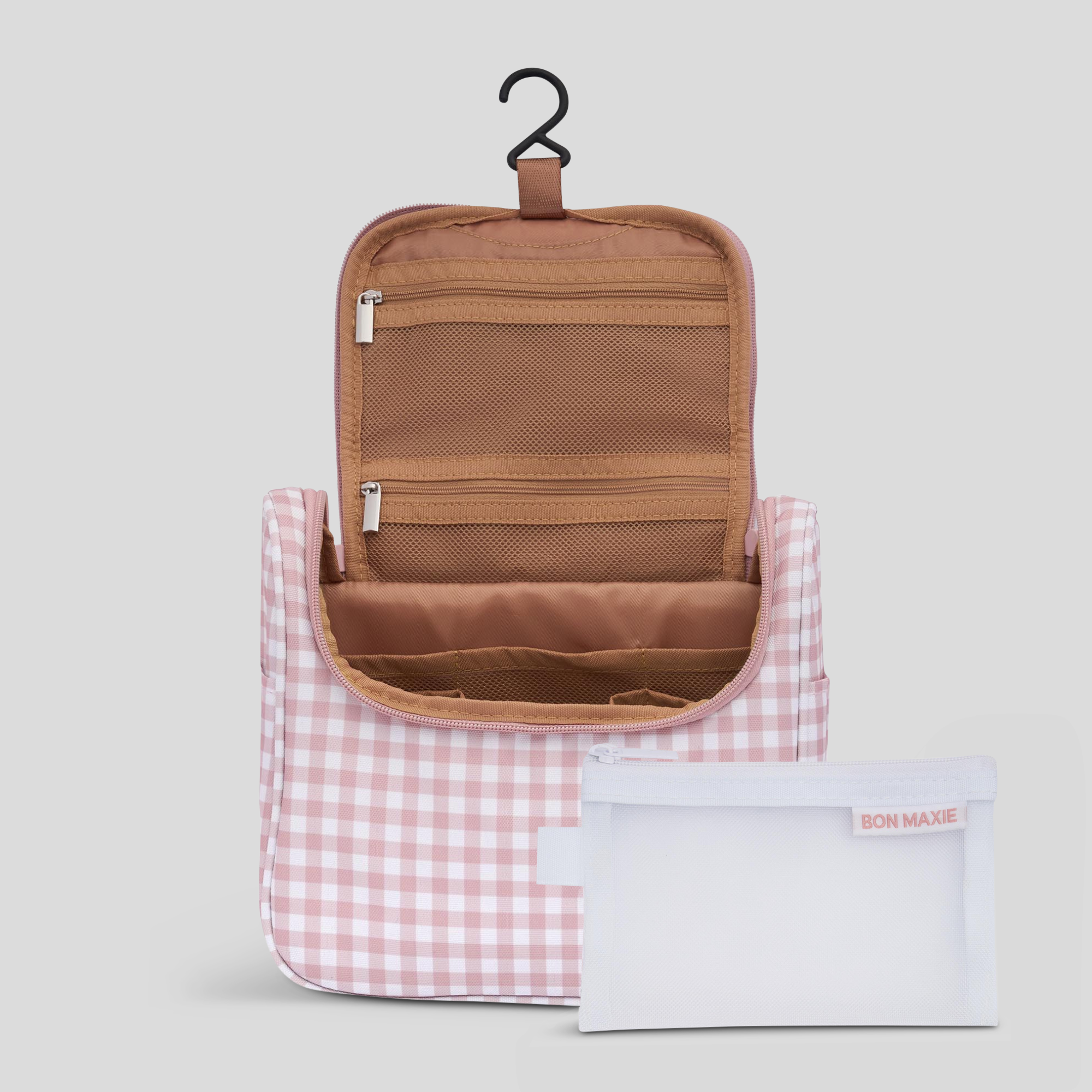 Bon Voyage Travel Toiletry Bag -- Milk Tea Gingham