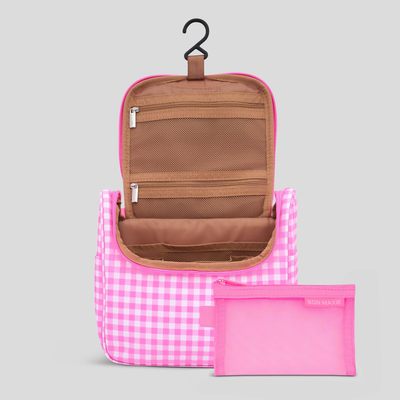 Bon Voyage Travel Toiletry Bag -- Pink Gingham