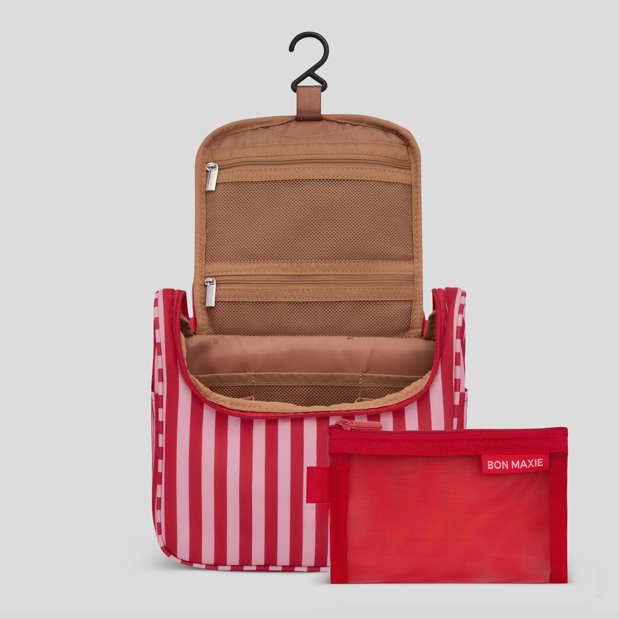 Bon Voyage Travel Toiletry Bag -- Pink and Red Stripe