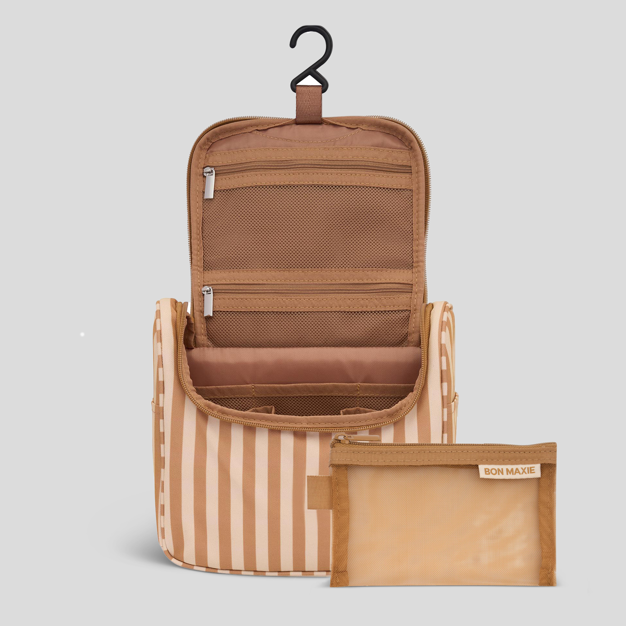 Bon Voyage Travel Toiletry Bag -- Tan Stripe