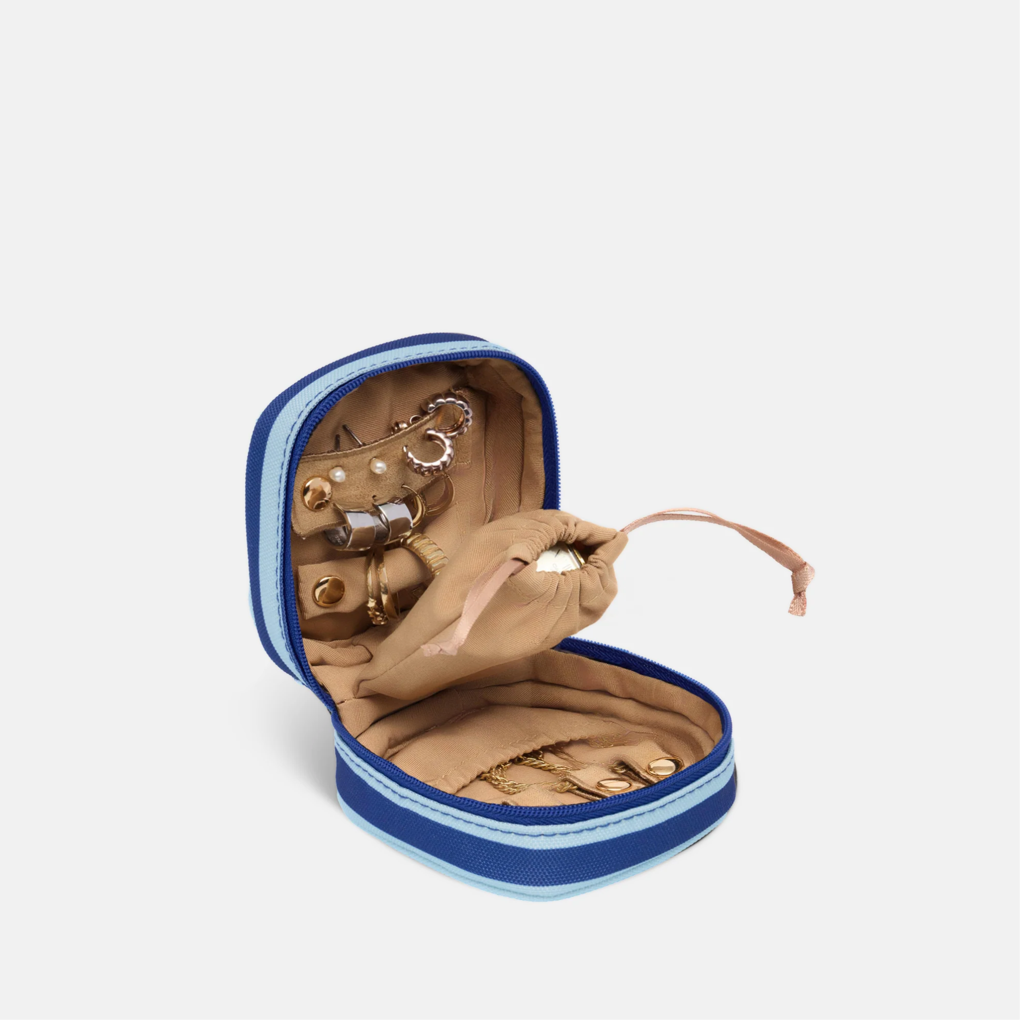 Travel Jewellery Case -- Blue Stripe