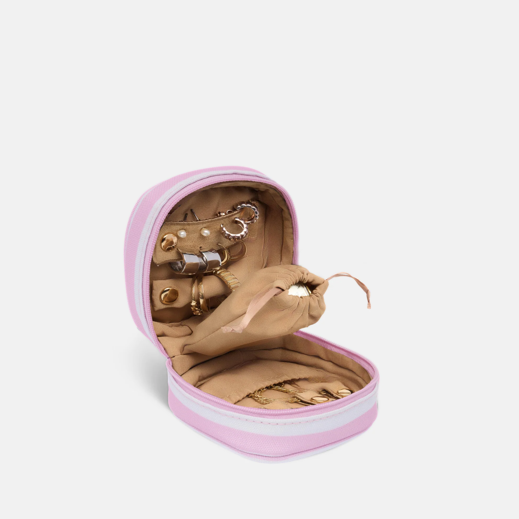 Travel Jewellery Case -- Blush Stripe