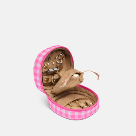 Travel Jewellery Case - Pink Gingham