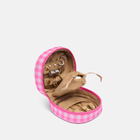 Travel Jewellery Case - Pink Gingham