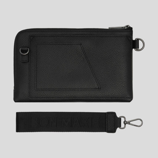 Multi-Pocket Travel Wallet in full-grain pebbled leather -- Black