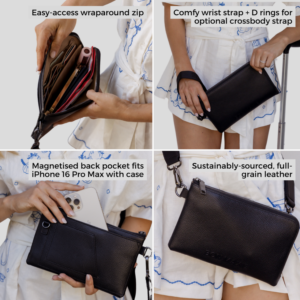 Multi-Pocket Leather Travel Wallet -- Black – BON MAXIE