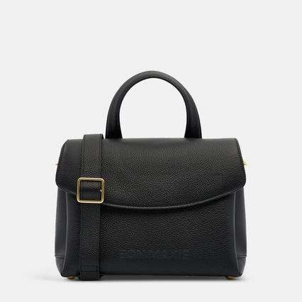 Tryhard Crossbody Multi-Compartment Bag in pebbled leather - Black