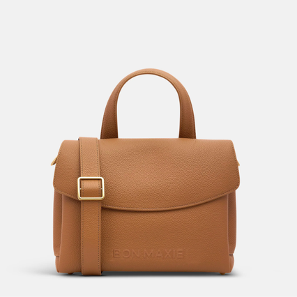 Tryhard Crossbody Multi-Compartment Bag in pebbled leather - Tan