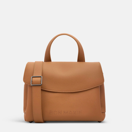 Tryhard Crossbody Multi-Compartment Bag in pebbled leather - Tan