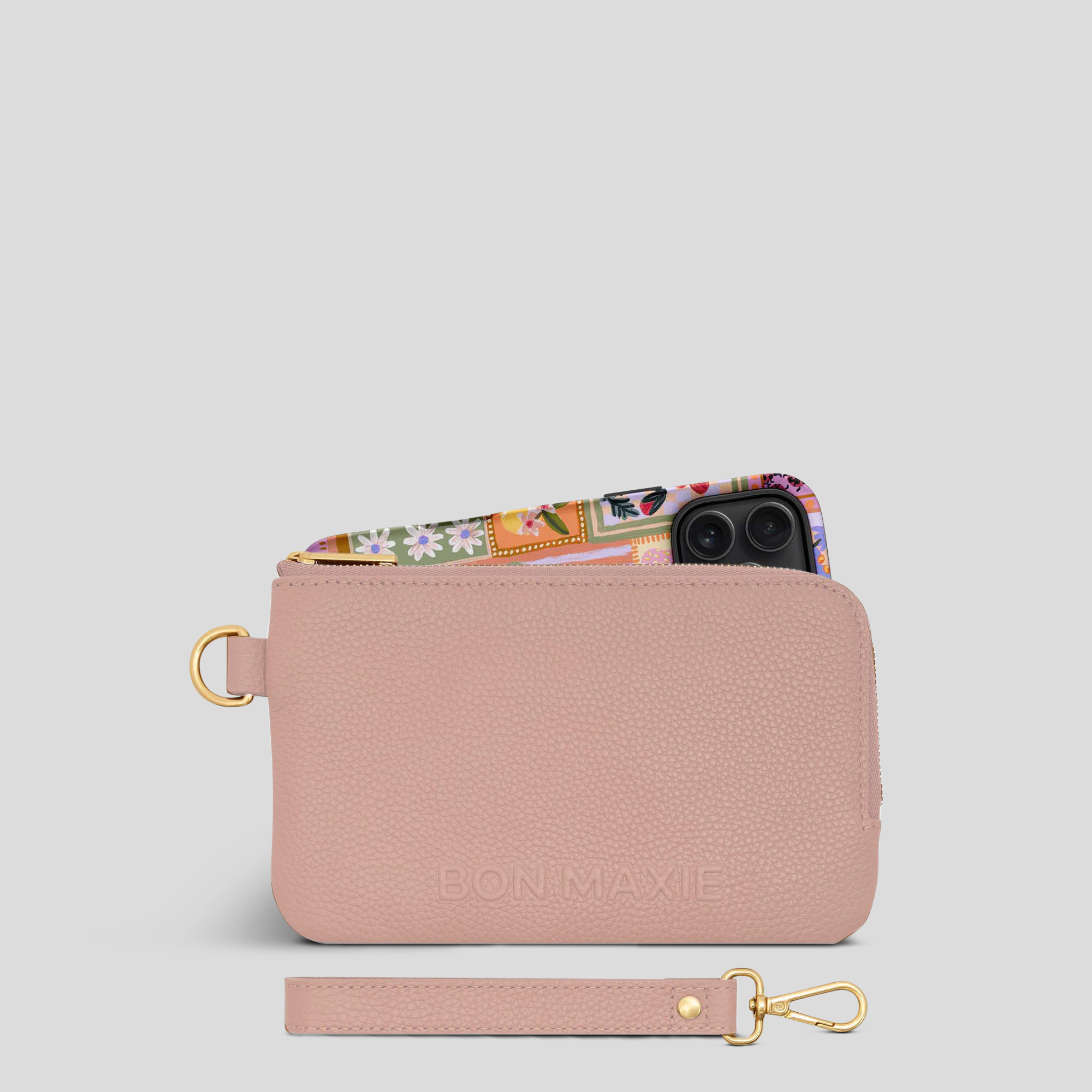 Leather Phone Wallet Pouch -- Milk Tea