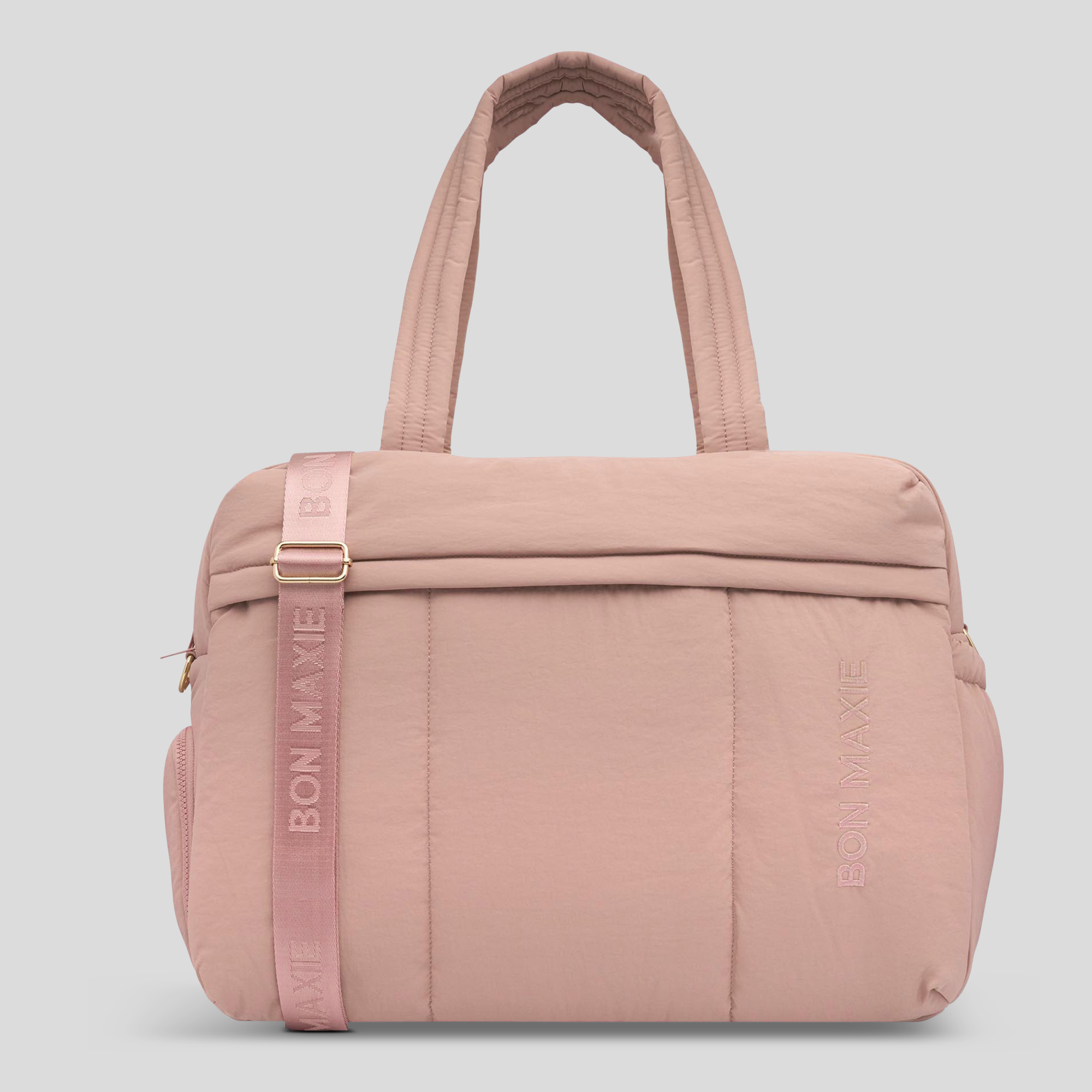 Large Weekender Nylon Duffel Bag -- Milk Tea